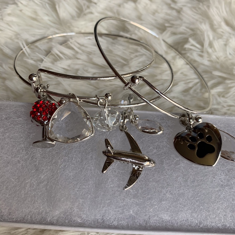 Silver Adjustable bracelet with charms - Picture 1 of 11
